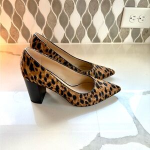 Franco Sarto Leopard Real Cow Hair Pump Block Heel 9 M